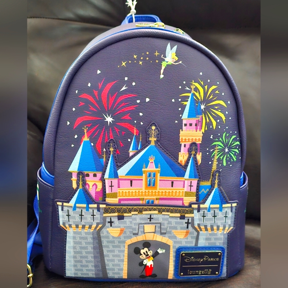 Disney Parks X Loungefly Mickey Mouse Cinderella Castle Fireworks Backpack NWT